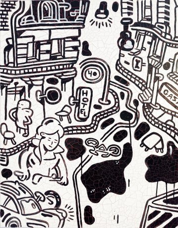 paintings, family-friendly, illustrative, monochrome, pop, architecture, everyday life, people, transportation, black, white, cotton-canvas, other-mediums, architectural, danish, decorative, design, houses, interior, interior-design, nordic, scandinavien, street-art, streets, Buy original high quality art. Paintings, drawings, limited edition prints & posters by talented artists.