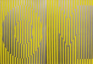 OM Yellow - 140 x 100 cm. Limited edition linocut print by Marta Banaszak OM linocut-Marta Banaszak