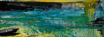 River Styx I | Malerier | Agnieszka Zawisza | Original oil painting by Agnieszka Zawisza | Beauton Art Gallery malerier, abstrakte, farverige, ekspressionistiske, grafiske, landskab, botanik, natur, havet, mønstre, sejlads, himmel, blå, grønne, turkise, gule, hørlærred, olie, abstrakte-former, atmosfære, strand, smukke, samtidskunst, dekorative, design, interiør, bolig-indretning, moderne, moderne-kunst, bjerge, planter, levende, levende, Buy original high quality art. Paintings, drawings, limited edition prints & posters by talented artists.