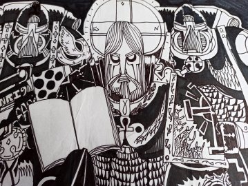 Untitled III | Drawings |  | Beauton Art Gallery drawings, expressive, figurative, illustrative, people, religion, black, white, artliner, paper, contemporary-art, modern, modern-art, Buy original high quality art. Paintings, drawings, limited edition prints & posters by talented artists.