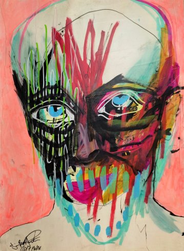 Face III | Drawings, Watercolor-paintings | Simon Buch | Beauton Art Gallery drawings, watercolor-paintings, colorful, graphical, portraiture, bodies, people, black, pink, red, turquoise, artliner, ink, paper, marker, contemporary-art, faces, interior-design, modern, modern-art, motorcycle, wild, Buy original high quality art. Paintings, drawings, limited edition prints & posters by talented artists.