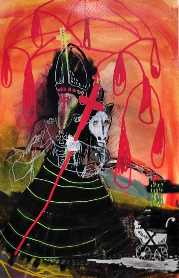 drawings, gouache-painting, colorful, expressive, figurative, bodies, religion, black, orange, yellow, paper, marker, oil, other-mediums, contemporary-art, dark, decorative, design, interior, interior-design, modern, modern-art, Buy original high quality art. Paintings, drawings, limited edition prints & posters by talented artists.