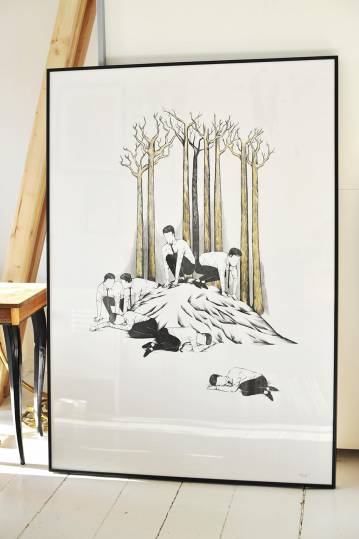 strong and expressive art illustrations and drawings, talented Danish illustrator, cartoonist, faverige