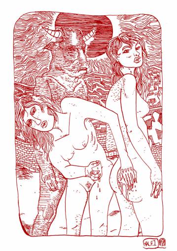 posters-prints, giclee-print, figurative, graphical, monochrome, portraiture, bodies, patterns, religion, sexuality, red, white, ink, paper, contemporary-art, danish, design, erotic, interior, interior-design, modern, modern-art, nordic, posters, prints, scandinavien, sexual, Buy original high quality art. Paintings, drawings, limited edition prints & posters by talented artists.