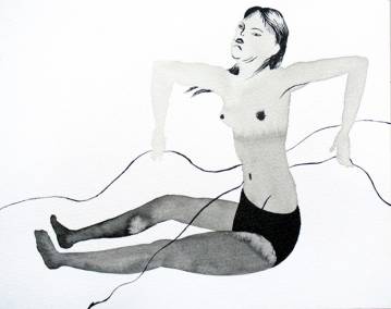Lines - 16 x 20 cm. Original gouache drawing by Marthe Jung