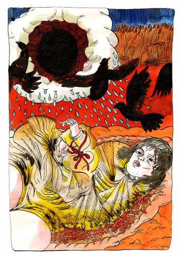 Nest | Art-prints, Gliceé | Halfdan Pisket | Beauton Art Gallery art-prints, gliceé, animal, figurative, landscape, portraiture, bodies, movement, nature, wildlife, black, blue, red, yellow, ink, paper, atmosphere, birds, contemporary-art, danish, decorative, design, interior, interior-design, modern, modern-art, nordic, posters, prints, scandinavien, scenery, Buy original high quality art. Paintings, drawings, limited edition prints & posters by talented artists.