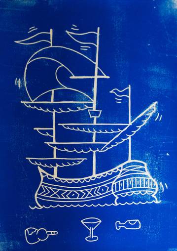 art-prints, linocuts, figurative, pop, oceans, sailing, transportation, blue, white, paper, boats, contemporary-art, danish, decorative, design, interior, interior-design, modern, modern-art, nordic, posters, scandinavien, street-art, vessels, water, Buy original high quality art. Paintings, drawings, limited edition prints & posters by talented artists.