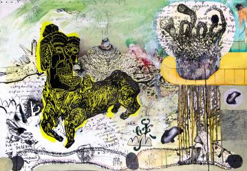 The Pier | Drawings, Paintings | Piotr Dudek | Beauton Art Gallery drawings, paintings, colorful, expressive, illustrative, moods, movement, nature, wildlife, black, brown, green, yellow, artliner, paper, marker, oil, other-mediums, contemporary-art, danish, design, dogs, expressionism, faces, interior, interior-design, modern, modern-art, nordic, scandinavien, vivid, Buy original high quality art. Paintings, drawings, limited edition prints & posters by talented artists.