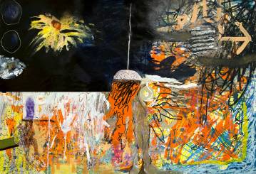 The Horror Vacui Series #6 - 110 x 160 cm. Original mixed media painting on paper by artist Piotr Dudek