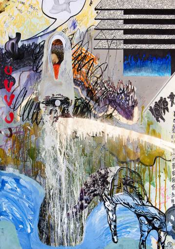 The Horror Vacui Series #7 - 110 x 160 cm. Original mixed media painting on paper by artist Piotr Dudek