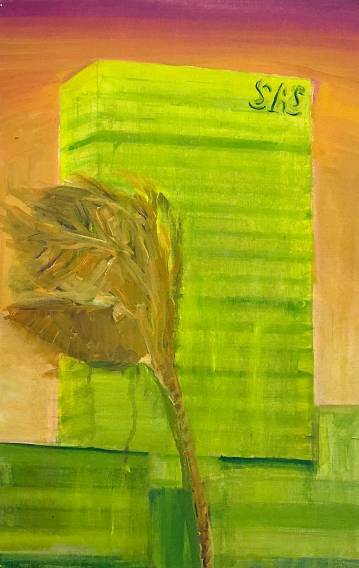 For SAS | Paintings | Rafael Guerrero | Beauton Art Gallery paintings, aesthetic, colorful, expressive, geometric, landscape, architecture, botany, nature, sky, orange, pink, yellow, cotton-canvas, oil, architectural, atmosphere, expressionism, plants, realism, vivid, Buy original high quality art. Paintings, drawings, limited edition prints & posters by talented artists.