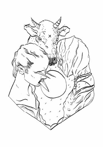 Trinity | Art-prints, Gliceé | Halfdan Pisket | Beauton Art Gallery art-prints, gliceé, animal, graphical, illustrative, monochrome, portraiture, bodies, cartoons, livestock, people, black, white, ink, paper, black-and-white, contemporary-art, copenhagen, danish, interior, interior-design, men, modern, modern-art, nordic, posters, prints, scandinavien, Buy original high quality art. Paintings, drawings, limited edition prints & posters by talented artists.