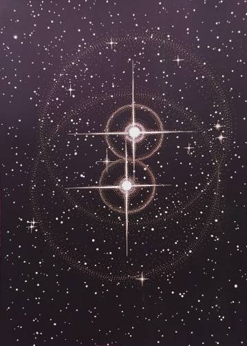Twin Stars - 70 x 100 cm. Limited edition linocut print by Marta Banaszak TWIN STARS linocut_Marta Banaszak