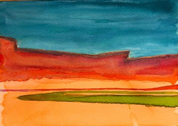 gouache-painting, watercolor-paintings, abstract, expressive, graphical, landscape, minimalistic, patterns, blue, green, orange, red, gouache, paper, watercolor, abstract-forms, beautiful, contemporary-art, decorative, design, interior, interior-design, modern, modern-art, Buy original high quality art. Paintings, drawings, limited edition prints & posters by talented artists.
