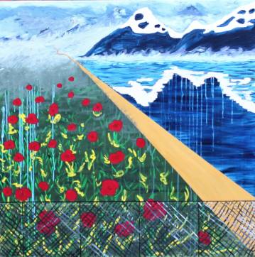 paintings, aesthetic, colorful, figurative, landscape, botany, nature, sky, blue, red, yellow, acrylic, cotton-canvas, atmosphere, contemporary-art, copenhagen, danish, design, interior, interior-design, modern, modern-art, mountains, nordic, plants, scandinavien, scenery, vivid, Buy original high quality art. Paintings, drawings, limited edition prints & posters by talented artists.