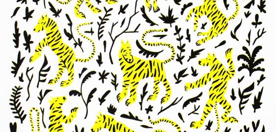 art-prints, serigraphs, animal, family-friendly, graphical, botany, humor, patterns, wildlife, black, white, yellow, ink, paper, amusing, cats, decorative, design, flowers, interior, interior-design, wild-animals, Buy original high quality art. Paintings, drawings, limited edition prints & posters by talented artists.