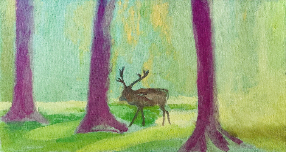 A way home | Paintings | Rafael Guerrero Céspedes | Beauton Art Gallery paintings, aesthetic, colorful, landscape, surrealistic, animals, moods, nature, wildlife, brown, green, purple, yellow, flax-canvas, oil, atmosphere, beautiful, contemporary-art, danish, decorative, design, forest, horizontal, impressionism, interior, interior-design, modern, modern-art, natural, romantic, scandinavien, scenery, silhouette, trees, wild-animals, Buy original high quality art. Paintings, drawings, limited edition prints & posters by talented artists.