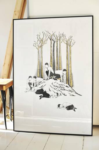 strong and expressive art illustrations and drawings, talented Danish illustrator, cartoonist, faverige