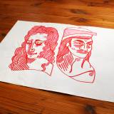 drawings, figurative, illustrative, portraiture, cartoons, humor, people, black, grey, white, paper, marker, faces, men, Buy original high quality art. Paintings, drawings, limited edition prints & posters by talented artists.