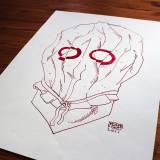 Mask II | Art-prints, Drawings, Giclee | Halfdan Pisket | Beauton Art Gallery art-prints, drawings, giclee, graphical, illustrative, portraiture, surrealistic, cartoons, moods, people, sexuality, red, white, ink, paper, marker, faces, men, sketch, Buy original high quality art. Paintings, drawings, limited edition prints & posters by talented artists.