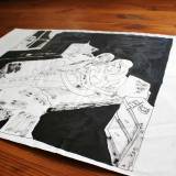 Original drawing by Halfdan Pisket - Beauton Art Gallery - Paintings, drawings, illustraions and art photography. sex mand woman boy looking bed black white strong and expressive art illustrations and drawings, talented Danish illustrator, cartoonist, faverige