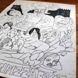 Naked Pizza Party | Drawings | Halfdan Pisket | Beauton Art Gallery drawings, illustrative, monochrome, surrealistic, bodies, cartoons, sexuality, black, white, paper, marker, black-and-white, food, men, sexual, women, Buy original high quality art. Paintings, drawings, limited edition prints & posters by talented artists.