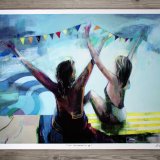 posters-prints, giclee-print, colorful, geometric, graphical, pop, portraiture, bodies, oceans, people, blue, turquoise, yellow, ink, paper, beach, contemporary-art, danish, design, female, interior, interior-design, modern, modern-art, pop-art, posters, women, Buy original high quality art. Paintings, drawings, limited edition prints & posters by talented artists.