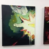 painting acrylic canvas origami paper airplane green explosion expressive drama airplane marck fink