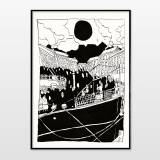 art-prints, giclee, figurative, illustrative, cartoons, oceans, sailing, transportation, black, white, ink, paper, black-and-white, boats, decorative, design, interior, modern, modern-art, posters, prints, sea, travel, Buy original high quality art. Paintings, drawings, limited edition prints & posters by talented artists.