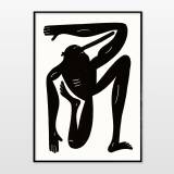 Yoga Exercise II RN (Black) A3  | Posters-prints, Giclee-print | Mormor | Beauton Art Gallery posters-prints, giclee-print, family-friendly, figurative, graphical, illustrative, bodies, cartoons, humor, movement, people, sport, blue, ink, paper, amusing, contemporary-art, interior, interior-design, modern, modern-art, nordic, posters, prints, scandinavien, Buy original high quality art. Paintings, drawings, limited edition prints & posters by talented artists.