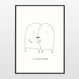 We belong together | Posters-prints, Giclee-print | My Buemann | Beauton Art Gallery posters-prints, giclee-print, family-friendly, illustrative, minimalistic, children, moods, people, black, white, paper, black-and-white, cute, danish, design, interior, interior-design, love, modern, modern-art, nordic, posters, prints, scandinavien, Buy original high quality art. Paintings, drawings, limited edition prints & posters by talented artists.