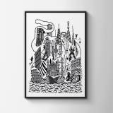art-prints, giclee, family-friendly, geometric, architecture, humor, oceans, patterns, black, white, ink, paper, amusing, architectural, danish, decorative, design, fish, interior, interior-design, modern, modern-art, nordic, posters, scandinavien, water, Buy original high quality art. Paintings, drawings, limited edition prints & posters by talented artists.
