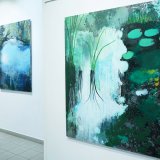 Plants In The Water III | Malerier | Agnieszka Zawisza | Beauton Art Gallery malerier, æstetiske, illustrative, landskab, kroppe, havet, sorte, grønne, hvide,  bomuldslærred, olie, efterår, smukke, samtidskunst, dekorative, design, interiør, bolig-indretning, moderne, moderne-kunst, planter, vand, Buy original high quality art. Paintings, drawings, limited edition prints & posters by talented artists.