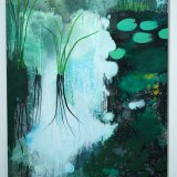 Plants In The Water III | Malerier | Agnieszka Zawisza | Beauton Art Gallery malerier, æstetiske, illustrative, landskab, kroppe, havet, sorte, grønne, hvide,  bomuldslærred, olie, efterår, smukke, samtidskunst, dekorative, design, interiør, bolig-indretning, moderne, moderne-kunst, planter, vand, Buy original high quality art. Paintings, drawings, limited edition prints & posters by talented artists.