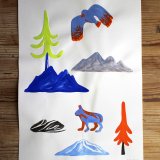 gouache-painting, colorful, figurative, illustrative, landscape, minimalistic, animals, botany, nature, sky, wildlife, blue, green, grey, orange, gouache, ink, paper, beautiful, birds, danish, design, forest, interior, interior-design, modern, modern-art, mountains, nordic, posters, prints, scandinavien, Buy original high quality art. Paintings, drawings, limited edition prints & posters by talented artists.