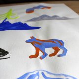 gouache-painting, colorful, figurative, illustrative, landscape, minimalistic, animals, botany, nature, sky, wildlife, blue, green, grey, orange, gouache, ink, paper, beautiful, birds, danish, design, forest, interior, interior-design, modern, modern-art, mountains, nordic, posters, prints, scandinavien, Buy original high quality art. Paintings, drawings, limited edition prints & posters by talented artists.