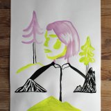 Solid Rock | Drawings, Gouache-painting, Watercolor-paintings | Emilie Aastrup | Beauton Art Gallery drawings, gouache-painting, watercolor-paintings, aesthetic, graphical, minimalistic, pop, animals, botany, nature, people, black, green, violet, gouache, ink, paper, beautiful, danish, decorative, design, forest, interior, interior-design, modern, modern-art, mountains, nordic, posters, pretty, prints, scandinavien, trees, Buy original high quality art. Paintings, drawings, limited edition prints & posters by talented artists.