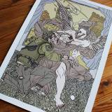 Baptism | Art-prints, Gliceé | Halfdan Pisket | Beauton Art Gallery art-prints, gliceé, figurative, illustrative, portraiture, surrealistic, bodies, cartoons, religion, green, grey, yellow, ink, paper, contemporary-art, danish, decorative, design, interior, interior-design, men, modern, modern-art, nordic, posters, prints, scandinavien, sketch, Buy original high quality art. Paintings, drawings, limited edition prints & posters by talented artists.