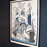 art-prints, gliceé, geometric, pop, architecture, humor, black, blue, white, ink, paper, abstract-forms, amusing, architectural, buildings, street-art, Buy original high quality art. Paintings, drawings, limited edition prints & posters by talented artists.