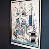 Aarhus | Art-prints, Gliceé | Mormor | Beauton Art Gallery art-prints, gliceé, geometric, pop, architecture, humor, black, blue, white, ink, paper, abstract-forms, amusing, architectural, buildings, street-art, Buy original high quality art. Paintings, drawings, limited edition prints & posters by talented artists.