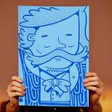 Blue Gentleman | Posters-prints, Serigraphs | Mormor | Beauton Art Gallery posters-prints, serigraphs, family-friendly, figurative, illustrative, monochrome, pop, cartoons, humor, people, blue, turquoise, acrylic, paper, amusing, contemporary-art, copenhagen, danish, decorative, design, faces, interior, interior-design, modern, modern-art, nordic, pop-art, posters, prints, scandinavien, urban, Buy original high quality art. Paintings, drawings, limited edition prints & posters by talented artists.