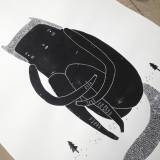 BIG AND LONELY. Silk screen print. 1 of 50. Numbered and signed. Part of the series "If only life was simple" art online, art online, talented artists, online art, beautiful illustrations and drawings, art prints, interior design inspiration
