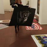 Daddy?! | Art-prints, Linocuts | Marta Banaszak | Beauton Art Gallery art-prints, linocuts, figurative, graphical, monochrome, pop, portraiture, bodies, people, science, technology, black, white, paper, black-and-white, celebrities, conceptual, contemporary-art, danish, design, interior, interior-design, modern, modern-art, nordic, pop-art, scandinavien, urban, Buy original high quality art. Paintings, drawings, limited edition prints & posters by talented artists.