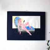 Divan | Drawings, Gouache, Watercolors | Marthe Jung | Beauton Art Gallery drawings, gouache, watercolors, figurative, illustrative, portraiture, bodies, moods, people, sexuality, black, blue, pink, yellow, gouache, paper, contemporary-art, copenhagen, danish, decorative, female, feminist, interior, interior-design, modern, modern-art, nordic, nude, vivid, women, Buy original high quality art. Paintings, drawings, limited edition prints & posters by talented artists.