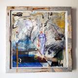 Man drinking, abstract patterns, art drawings in art galleries