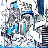 art-prints, gliceé, geometric, pop, architecture, humor, black, blue, white, ink, paper, abstract-forms, amusing, architectural, buildings, street-art, Buy original high quality art. Paintings, drawings, limited edition prints & posters by talented artists.