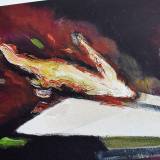Airplane 2 The supper -  limited edition fine art print by marck fink paper plane sun red black fire