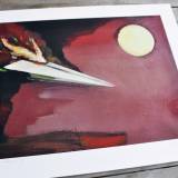 Airplane 2 The supper -  limited edition fine art print by marck fink paper plane sun red black fire