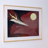Airplane 2 The supper -  limited edition fine art print by marck fink paper plane sun red black fire