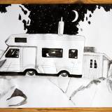 drawings, watercolors, aesthetic, figurative, landscape, monochrome, botany, nature, sky, black, white, artliner, ink, paper, watercolor, black-and-white, cars, decorative, interior, interior-design, scenery, trees, Buy original high quality art. Paintings, drawings, limited edition prints & posters by talented artists.